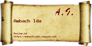 Ambach Ida névjegykártya
